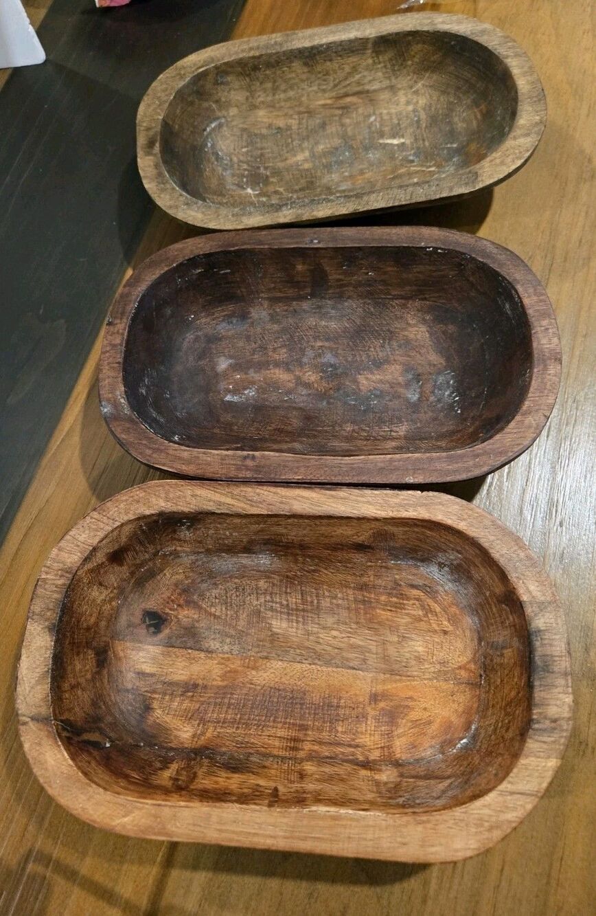 Vintage Style Small Approx 10" Wood Dough Bowls (ONE DOUGH BOWL)